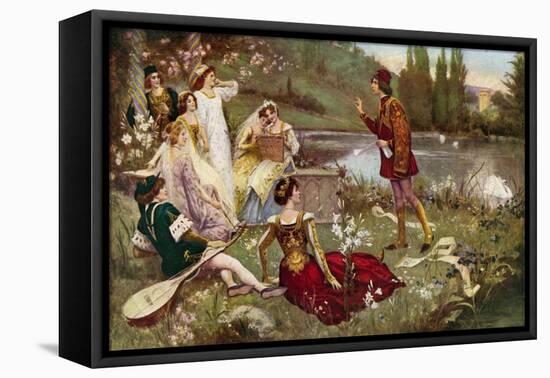 The Telling of One of the Decameron Stories-Italian School-Framed Premier Image Canvas