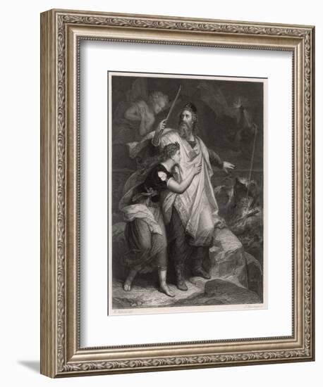 The Tempest, Prospero and Miranda Watch the Shipwreck-Heinrich Hofmann-Framed Art Print