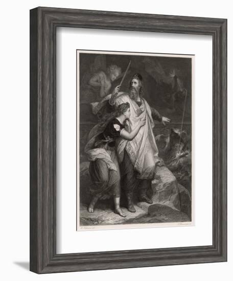 The Tempest, Prospero and Miranda Watch the Shipwreck-Heinrich Hofmann-Framed Art Print