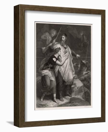 The Tempest, Prospero and Miranda Watch the Shipwreck-Heinrich Hofmann-Framed Art Print