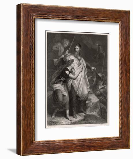 The Tempest, Prospero and Miranda Watch the Shipwreck-Heinrich Hofmann-Framed Art Print