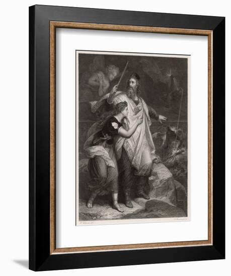 The Tempest, Prospero and Miranda Watch the Shipwreck-Heinrich Hofmann-Framed Art Print