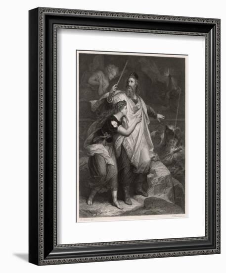 The Tempest, Prospero and Miranda Watch the Shipwreck-Heinrich Hofmann-Framed Art Print