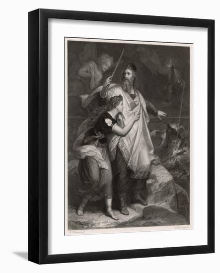 The Tempest, Prospero and Miranda Watch the Shipwreck-Heinrich Hofmann-Framed Art Print