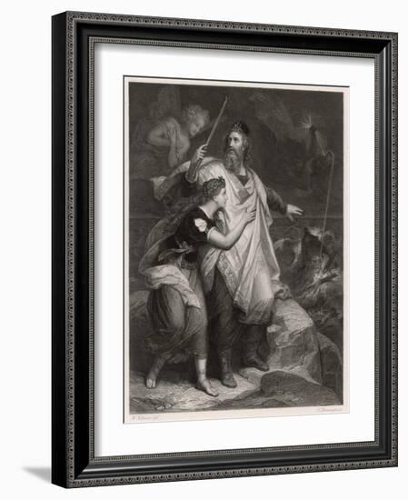 The Tempest, Prospero and Miranda Watch the Shipwreck-Heinrich Hofmann-Framed Art Print