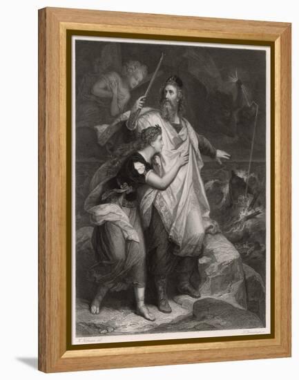 The Tempest, Prospero and Miranda Watch the Shipwreck-Heinrich Hofmann-Framed Stretched Canvas