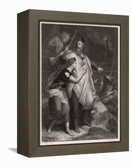 The Tempest, Prospero and Miranda Watch the Shipwreck-Heinrich Hofmann-Framed Stretched Canvas