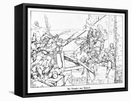 The Templars of Lahneck, Engraved by J. Dielmann-Alfred Rethel-Framed Premier Image Canvas