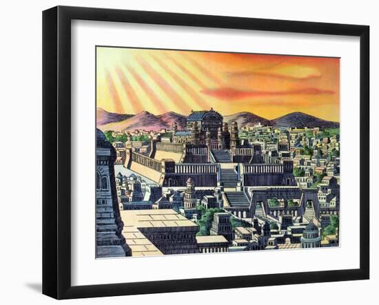 The Temple of Jerusalem, Illustration from a Haggadah, Early 20th Century-null-Framed Giclee Print