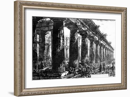 The Temple of Neptune at Paestum, Etched by Francesco Piranesi, 1778-Giovanni Battista Piranesi-Framed Giclee Print