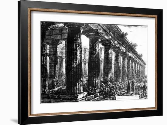 The Temple of Neptune at Paestum, Etched by Francesco Piranesi, 1778-Giovanni Battista Piranesi-Framed Giclee Print