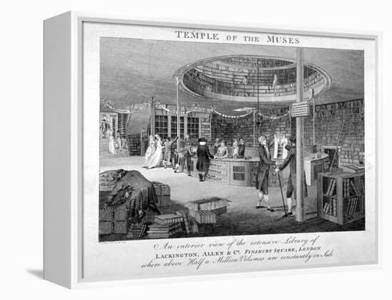 The Temple of the Muses Bookshop in Finsbury Square, London, C1810-Walker-Framed Premier Image Canvas