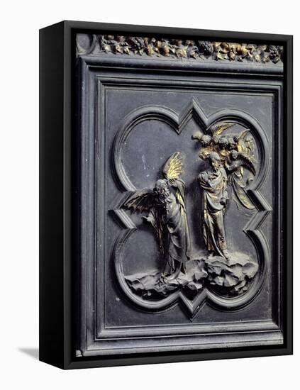 The Temptation of Christ, Sixth Panel of the North Doors of the Baptistery of San Giovanni, 1403-24-Lorenzo Ghiberti-Framed Premier Image Canvas