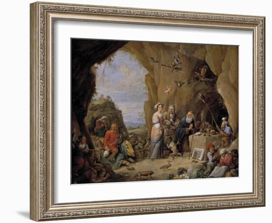 The Temptation of Saint Anthony, Mid of 17th C-David Teniers the Younger-Framed Giclee Print