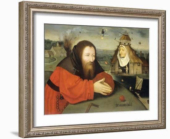 The Temptation of St. Anthony, by Hieronymus Bosch, c. 1530-1600, Netherlandish painting,-Hieronymus Bosch-Framed Art Print