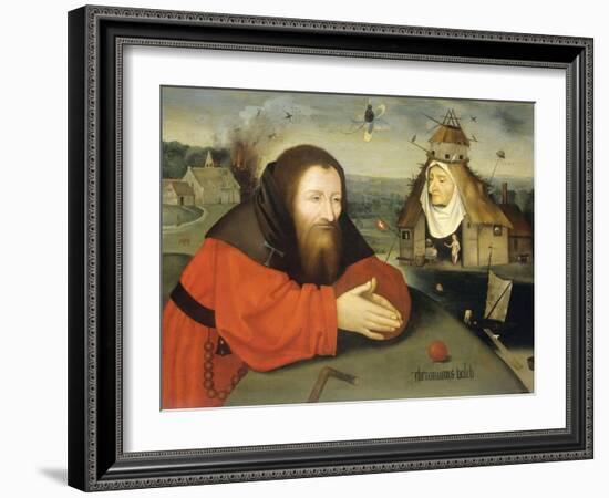 The Temptation of St. Anthony, by Hieronymus Bosch, c. 1530-1600, Netherlandish painting,-Hieronymus Bosch-Framed Art Print