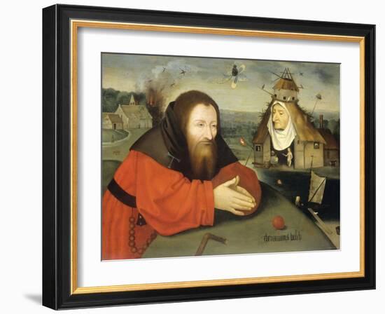 The Temptation of St. Anthony, by Hieronymus Bosch, c. 1530-1600, Netherlandish painting,-Hieronymus Bosch-Framed Art Print