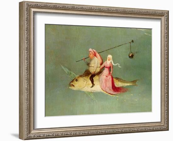 The Temptation of St. Anthony, Right Hand Panel, Detail of a Couple Riding a Fish-Hieronymus Bosch-Framed Giclee Print