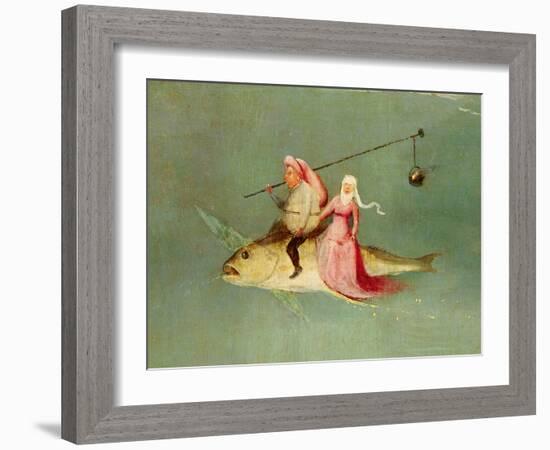 The Temptation of St. Anthony, Right Hand Panel, Detail of a Couple Riding a Fish-Hieronymus Bosch-Framed Giclee Print