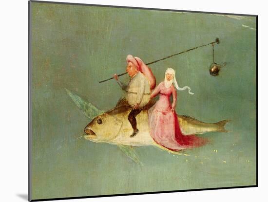 The Temptation of St. Anthony, Right Hand Panel, Detail of a Couple Riding a Fish-Hieronymus Bosch-Mounted Giclee Print