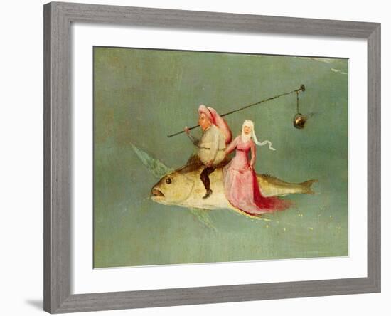 The Temptation of St. Anthony, Right Hand Panel, Detail of a Couple Riding a Fish-Hieronymus Bosch-Framed Giclee Print