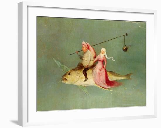 The Temptation of St. Anthony, Right Hand Panel, Detail of a Couple Riding a Fish-Hieronymus Bosch-Framed Giclee Print