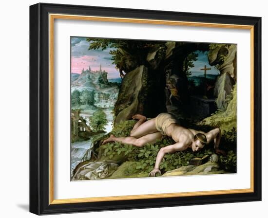 The Temptation of St. Benedict, C.1587-Alessandro Allori-Framed Giclee Print