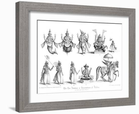 The Ten Abatars or Incarnations of Vishnu-A Thom-Framed Giclee Print