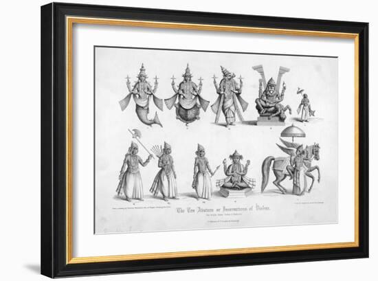 The Ten Avatars (Incarnations) of Vishnu-null-Framed Art Print