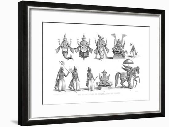 The Ten Avatars or Incarnations of Vishnu, C1880-null-Framed Giclee Print