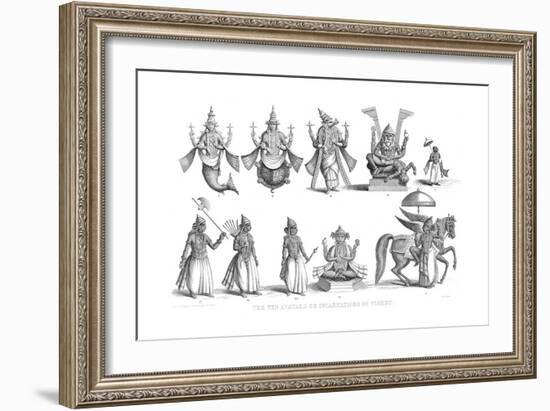 The Ten Avatars or Incarnations of Vishnu, C1880-null-Framed Giclee Print