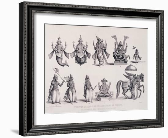 The Ten Avatars or Incarnations of Vishnu, Engraved by A. Thorn, from 'World Religion', Published…-null-Framed Giclee Print