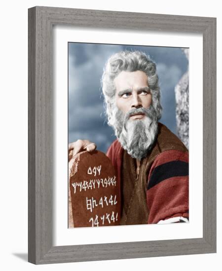 The Ten Commandment's, Charlton Heston, 1956-null-Framed Photo
