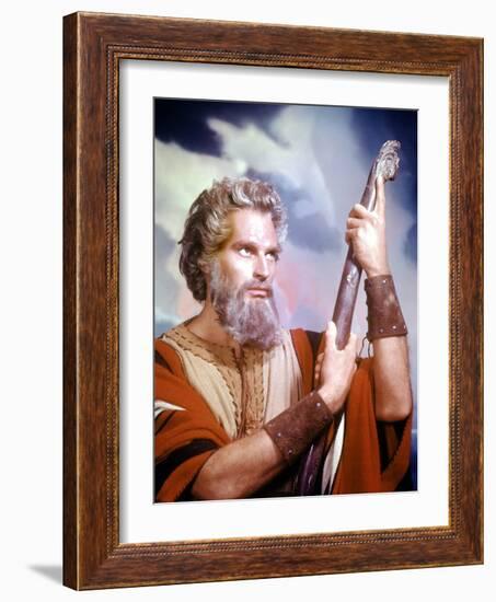 The Ten Commandments, Charlton Heston, 1956-null-Framed Photo