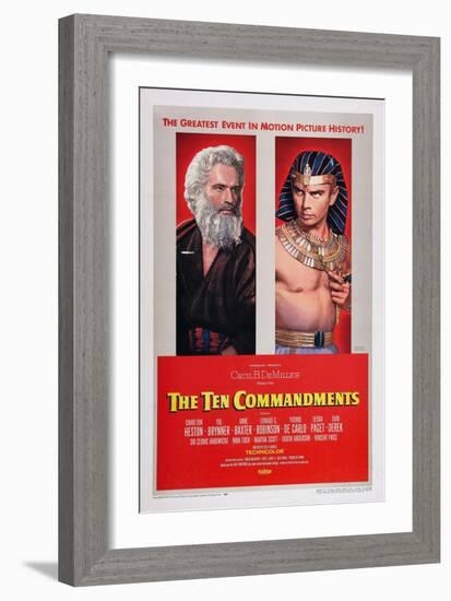 The Ten Commandments, Charlton Heston, Yul Brynner, 1956-null-Framed Art Print