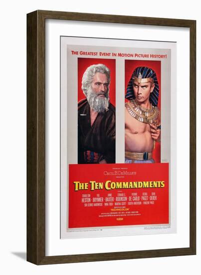 The Ten Commandments, Charlton Heston, Yul Brynner, 1956-null-Framed Art Print