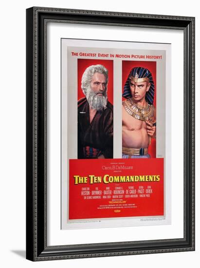 The Ten Commandments, Charlton Heston, Yul Brynner, 1956-null-Framed Art Print