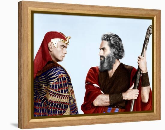 The Ten Commandments, Yul Brynner, Charlton Heston, 1956-null-Framed Stretched Canvas