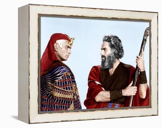 The Ten Commandments, Yul Brynner, Charlton Heston, 1956-null-Framed Stretched Canvas