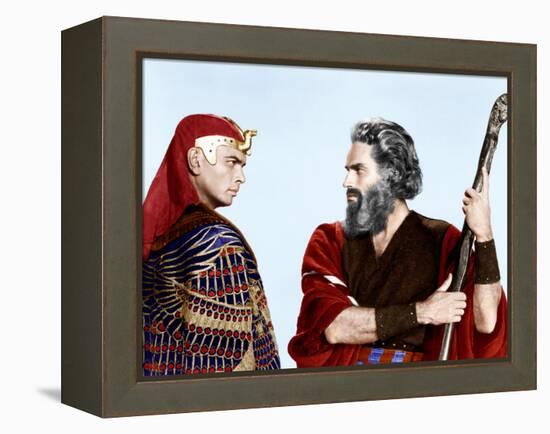 The Ten Commandments, Yul Brynner, Charlton Heston, 1956-null-Framed Stretched Canvas