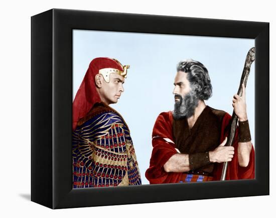 The Ten Commandments, Yul Brynner, Charlton Heston, 1956-null-Framed Stretched Canvas