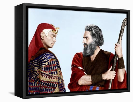 The Ten Commandments, Yul Brynner, Charlton Heston, 1956-null-Framed Stretched Canvas