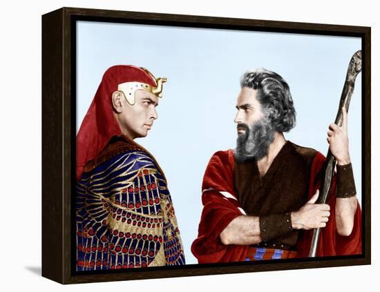 The Ten Commandments, Yul Brynner, Charlton Heston, 1956-null-Framed Stretched Canvas