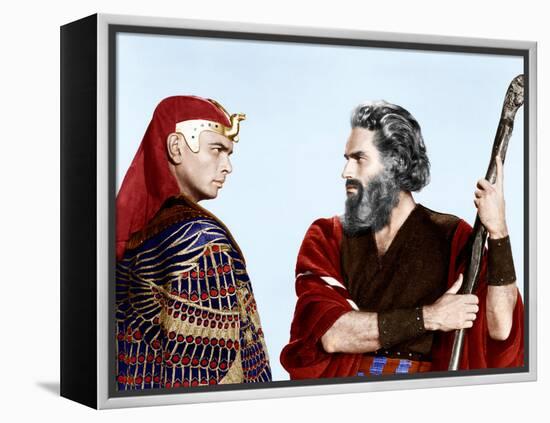 The Ten Commandments, Yul Brynner, Charlton Heston, 1956-null-Framed Stretched Canvas