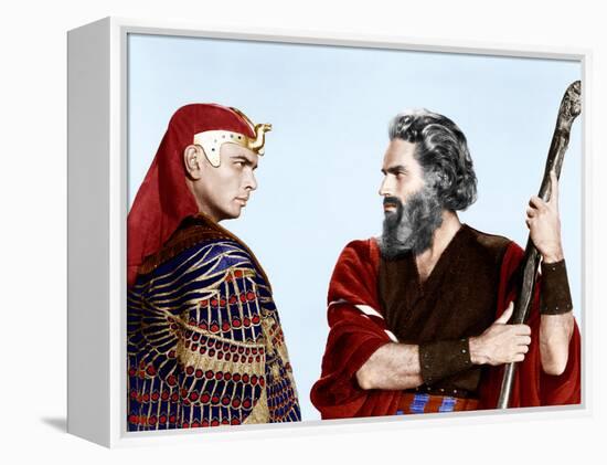 The Ten Commandments, Yul Brynner, Charlton Heston, 1956-null-Framed Stretched Canvas