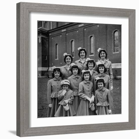 The Ten Daughters Modelling their New Easter Wear-Nina Leen-Framed Photographic Print