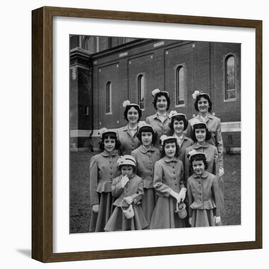 The Ten Daughters Modelling their New Easter Wear-Nina Leen-Framed Photographic Print