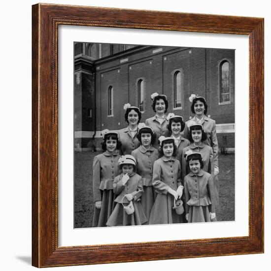 The Ten Daughters Modelling their New Easter Wear-Nina Leen-Framed Photographic Print