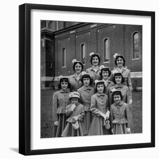 The Ten Daughters Modelling their New Easter Wear-Nina Leen-Framed Photographic Print