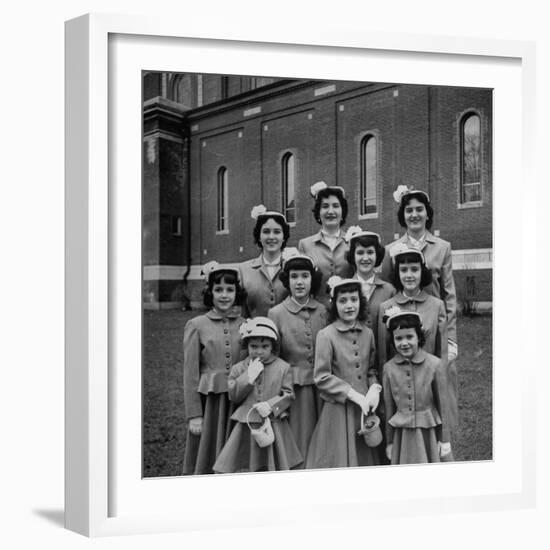 The Ten Daughters Modelling their New Easter Wear-Nina Leen-Framed Photographic Print